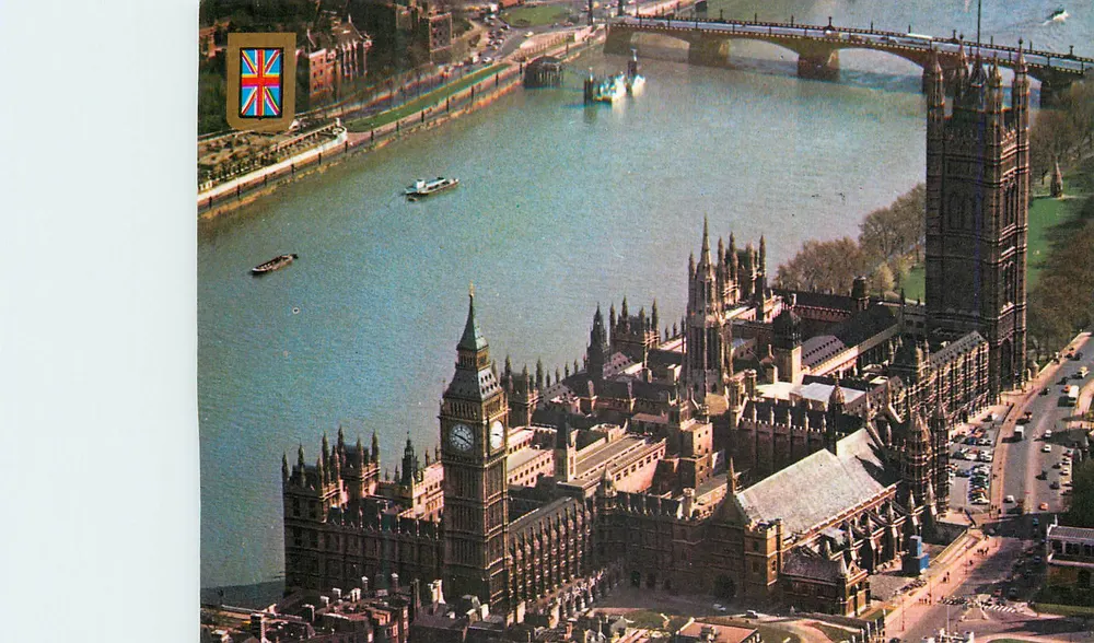 London — Luftbild des Parlaments — FISA I.G. Palautdarias, 26, Barcelona - Vorderseite