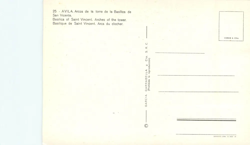 Avila - Bogen van de toren van de Basiliek van San Vicente — García Garrabella y Cía. S.R.C. - Achterkant