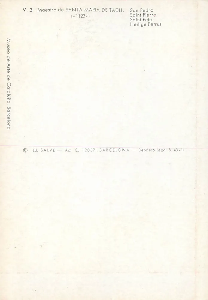 Saint Pierre — Maestra de Santa Maria de Taüll — Ed. Salve - Back