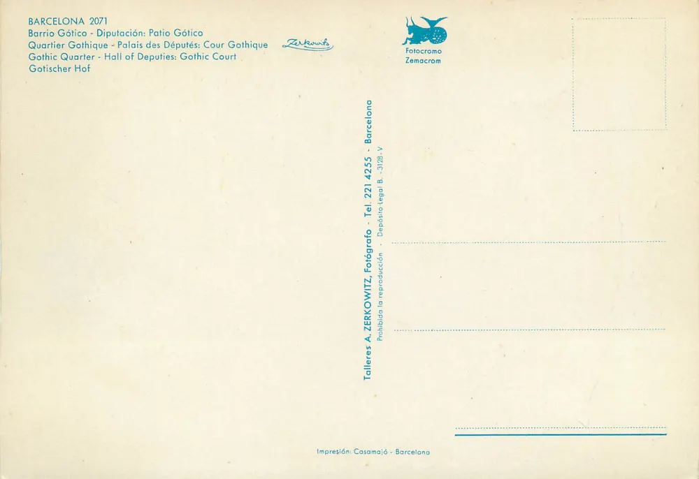 Cour Gótique - Palais des Députés — Barrio Gótico, Barcelone — Éditeur Zerkowitz - Verso