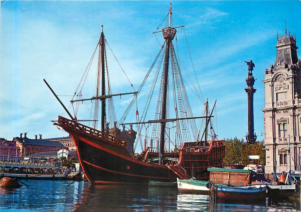 Barcelone — Reproduction de la caravelle Santa María — éditeur Pelayo, n° B 050 - Recto