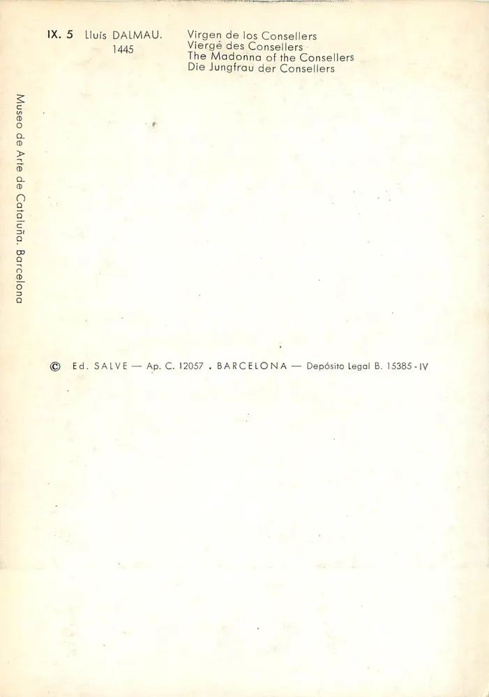 Madona dos Conselheiros — Lluís Dalmau, 1445 — Ed. Salve, série IX.5 - Verso