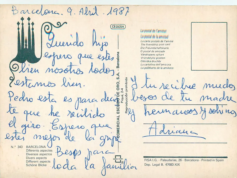 Barcelona — Las Ramblas — Editor Escudo de Oro, n° 343 - Verso