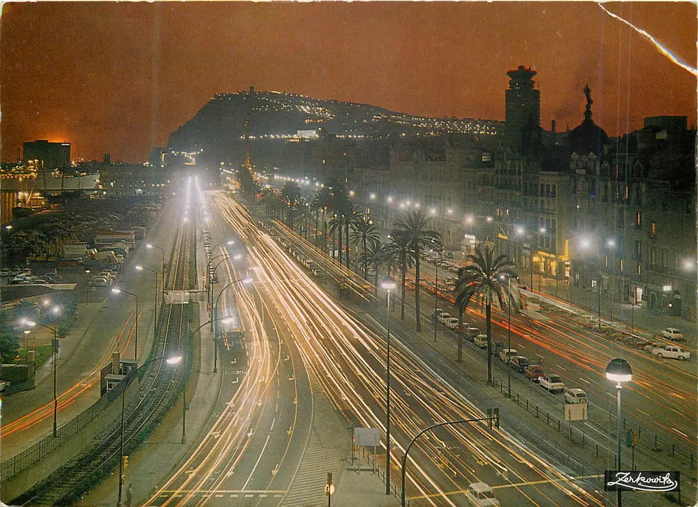 Barcelona — Paseo de Colón, efeito noturno — A. Zerkowitz, n° 2.102 - Frente