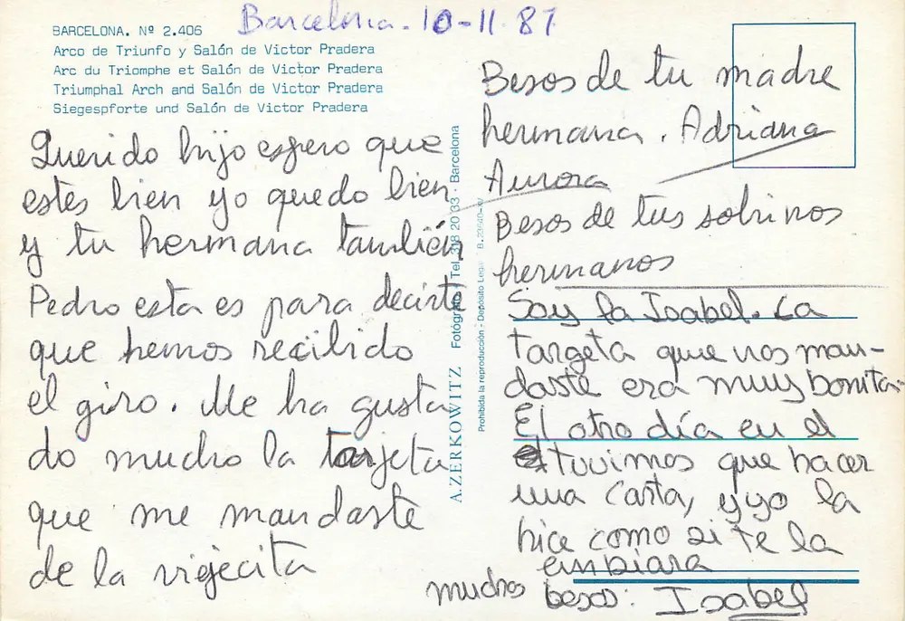 Arco do Triunfo e Salão de Victor Pradera — Barcelona, N° 2.406 — Zerkowitz - Verso