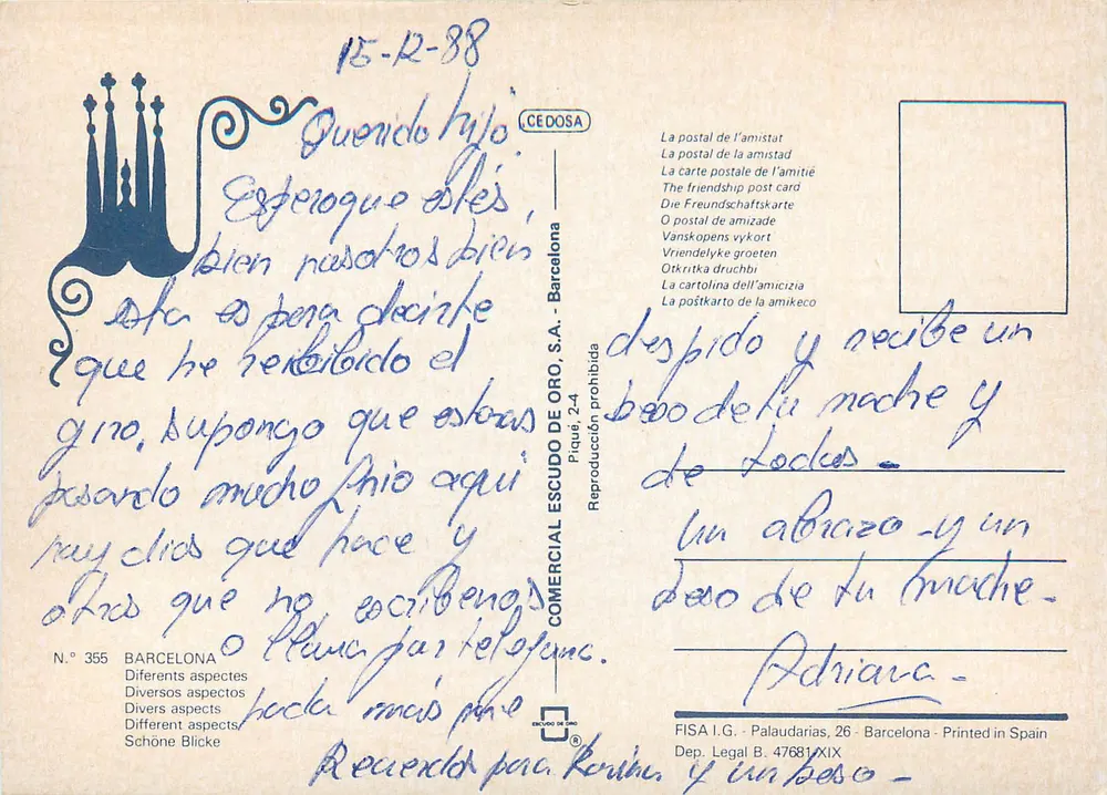 Barcelona — Fonte Monumental — Comercial de Oro, S.A. N° 355 - Verso