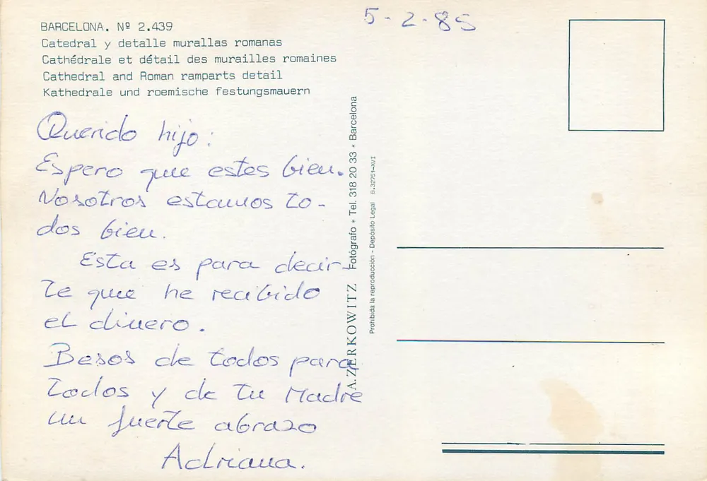 Barcelona — Kathedrale und Detail der römischen Mauern — A. Zerkowitz - Rückseite
