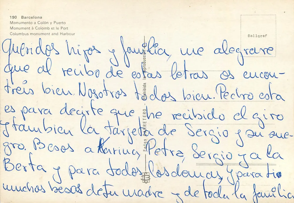 Barcelona — Monumento a Colombo e o Porto — Ballgraf - Verso