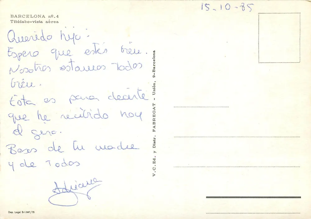 तिबिदाबो — हवाई दृश्य — V.C. Ed. y Distr. FABREGAT, क्रमांक 4 - पीछे