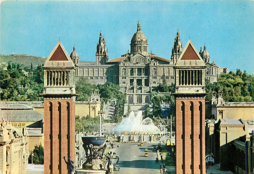 Barcelona — Nationalpalast im Hintergrund — Taller de Fotocromo Zamacrom n°2029 - Vorderseite