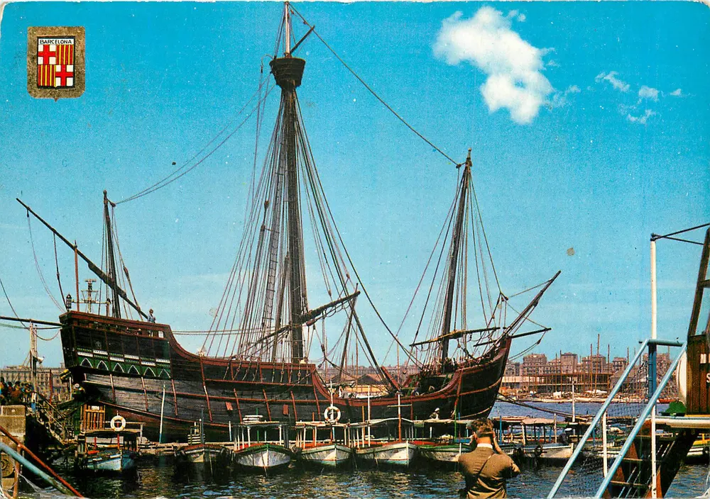 Barcelone — Port de la Caravelle Sainte-Marie — Éditions POSTALES ESCUDO DE ORO, N° 819 - Recto
