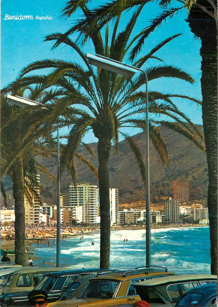 Benidorm - Espanha — vista da praia e dos palmeiras — editor Propaganda, N° 97 - Frente