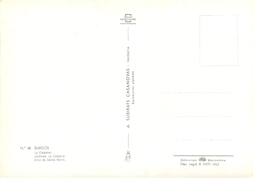 Burgos — Catedral, Jardins, Arco de Santa María — Éditions FISO, Barcelona - Verso