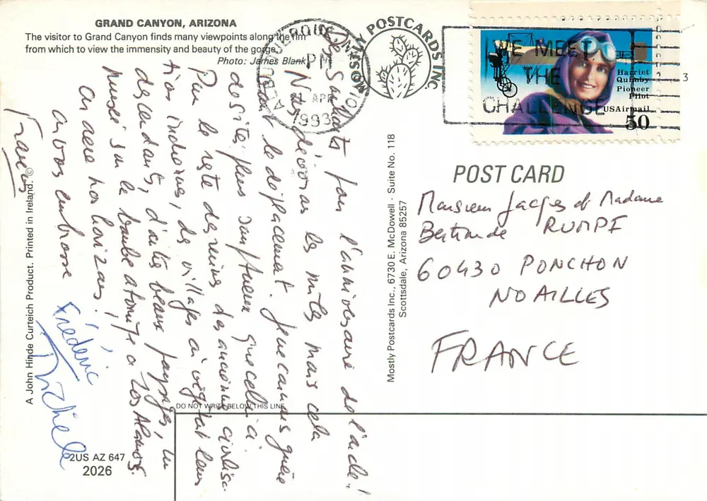 Grand Canyon — luchtfoto — Mostly Postcards Inc. N° 118 - Achterkant