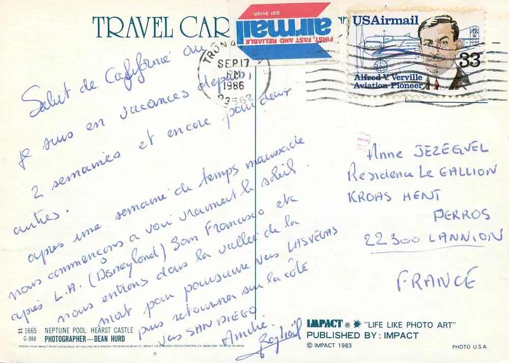 Castelo Hearst — Piscina Neptune — Impact Publications #1665 - Verso
