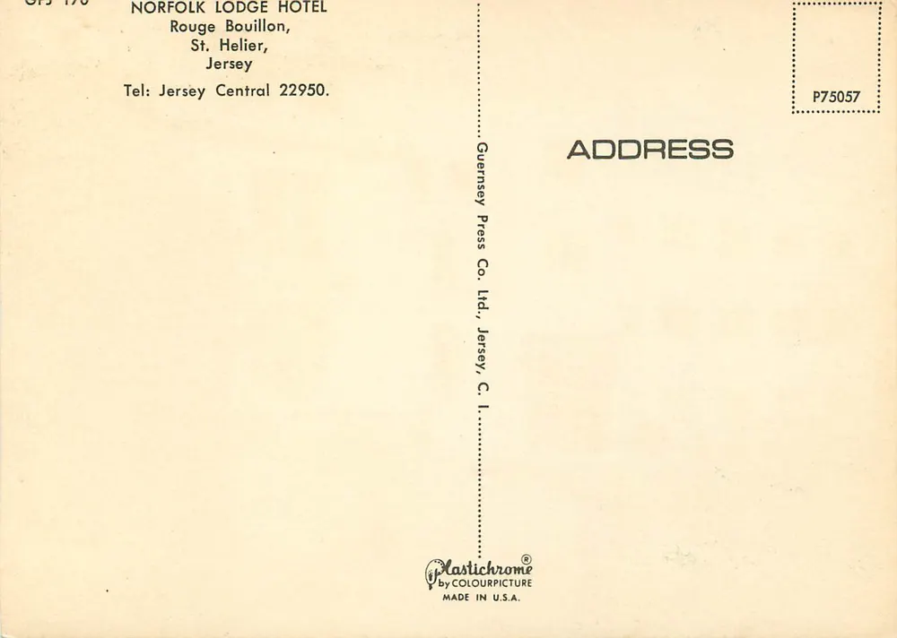 Norfolk Lodge Hotel — Jersey — Guernsey Press Co. Ltd. - Rückseite