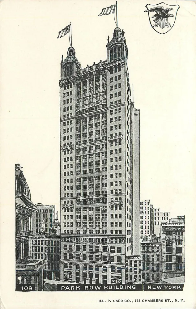 Park Row Building — Nowy Jork — ILL. P. CARD CO., 118 Chambers St., N.Y. - Awers