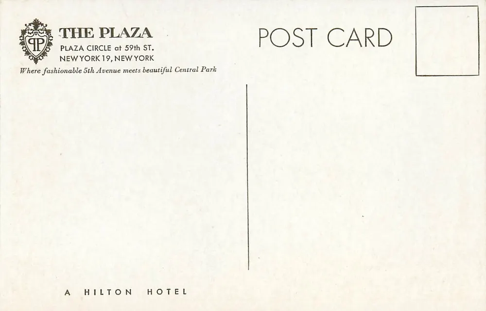 The Plaza — New York — The Plaza Hotel - Rückseite