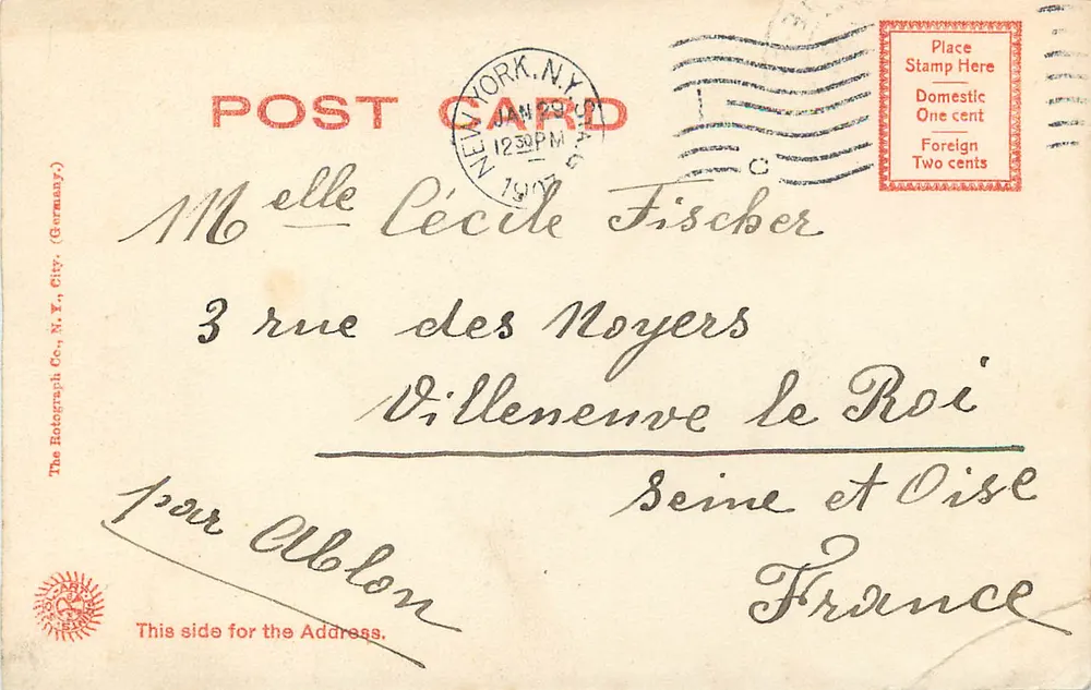 Trinity Bldg., N. Y. City — editor The Roto-Graph Co., N.Y. City — n° de série A.134b - Verso
