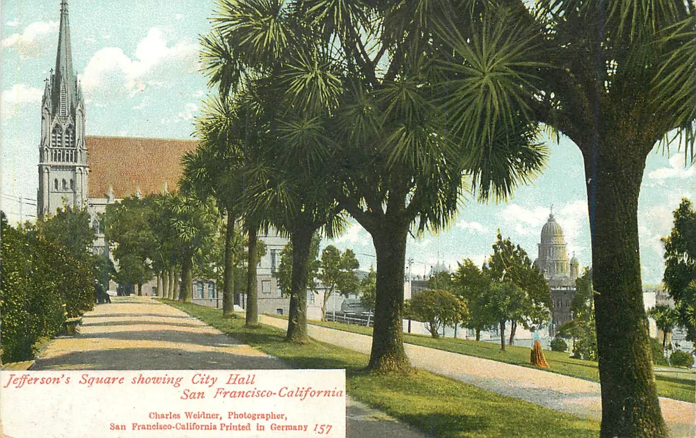 Jefferson's Square mit Rathaus — San Francisco-Californien — Charles Weidner, Fotograf, gedruckt in Deutschland 157 - Vorderseite