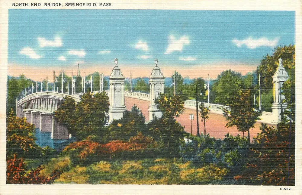 North End Bridge — Springfield, Mass. — Tichnor Postcard Co. n° 61522 - Frente