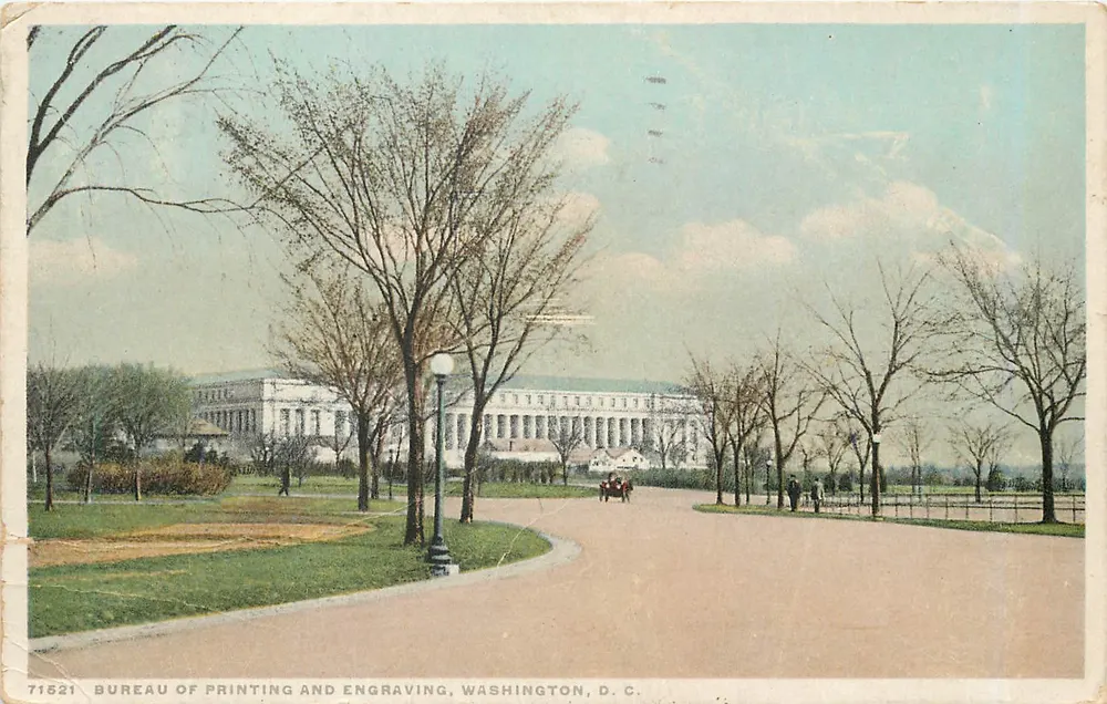 Bureau of Printing and Engraving, Washington, D.C. — Blick auf das Gebäude — Verlag Phostint, Nr. 71621 - Vorderseite