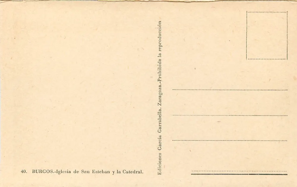 Burgos — Iglesia de San Esteban y la Catedral — Ediciones García Carrabilla - Rückseite