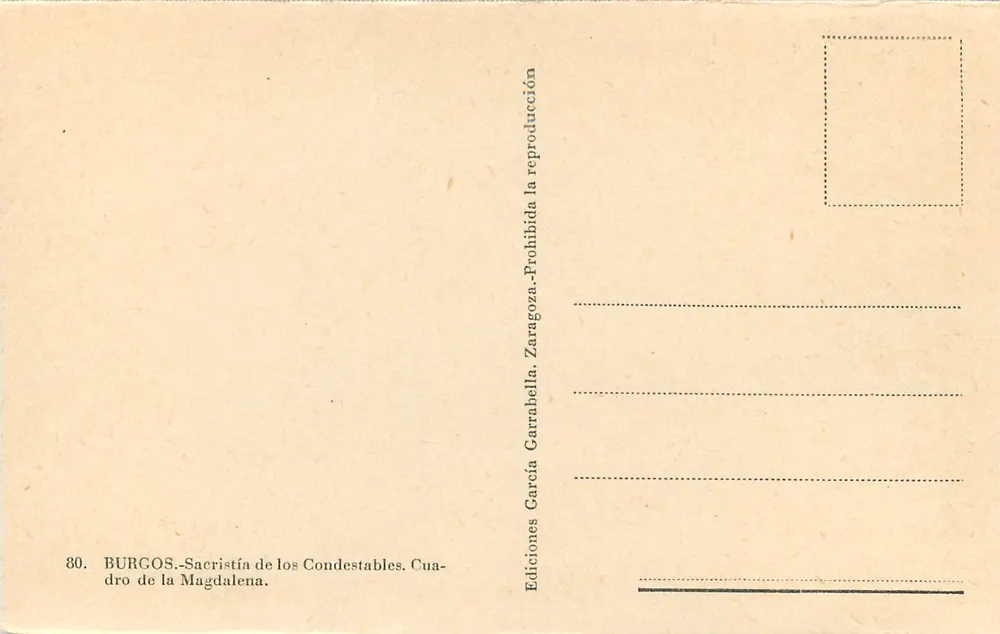 Heilige Maria Magdalena — Reproduktion — Éditions García Carrabell, Serie 80 - Rückseite