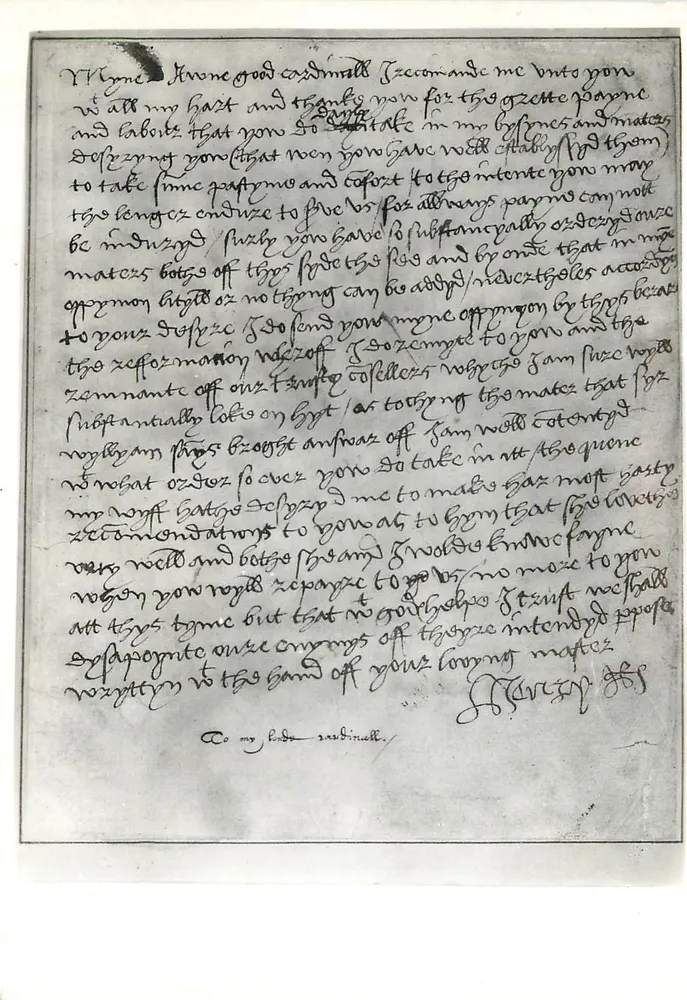 Henry VIII — Brief an Wolsey — British Museum - Vorderseite