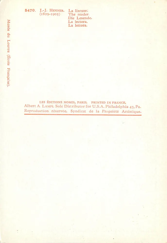 पुस्तक पढ़ने वाली — जे-जे. हेनर (1829-1905) — एडिशन्स नोमिस, पेरिस - पीछे