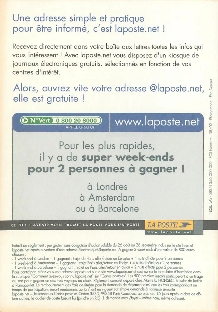 laposte.net 광고 — La Poste — 번호 08/02 - 뒷면