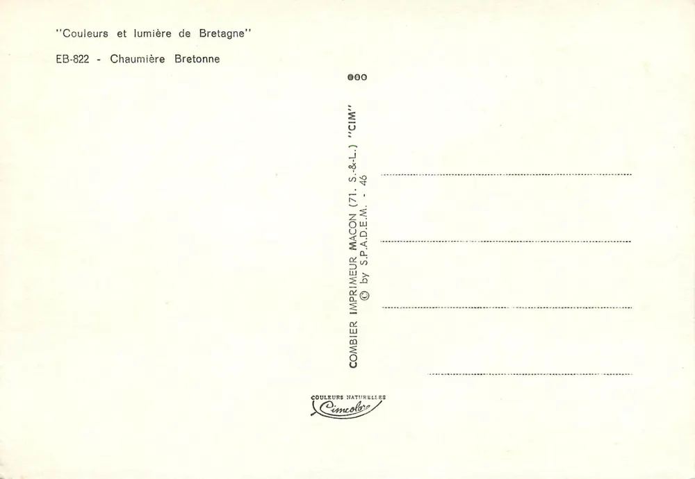 Bretagne-Hütte — Aussicht auf Garten mit Meer — Combier Imprimeur Macon - Rückseite