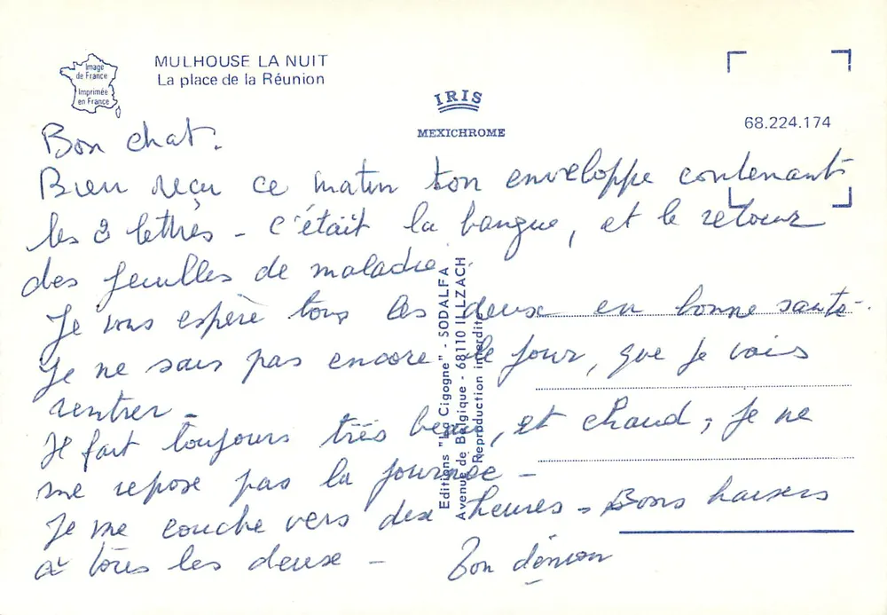 Mulhouse — Place de la Réunion — Éditions 'La Cigogne' Nr. 68.224.174 - Rückseite