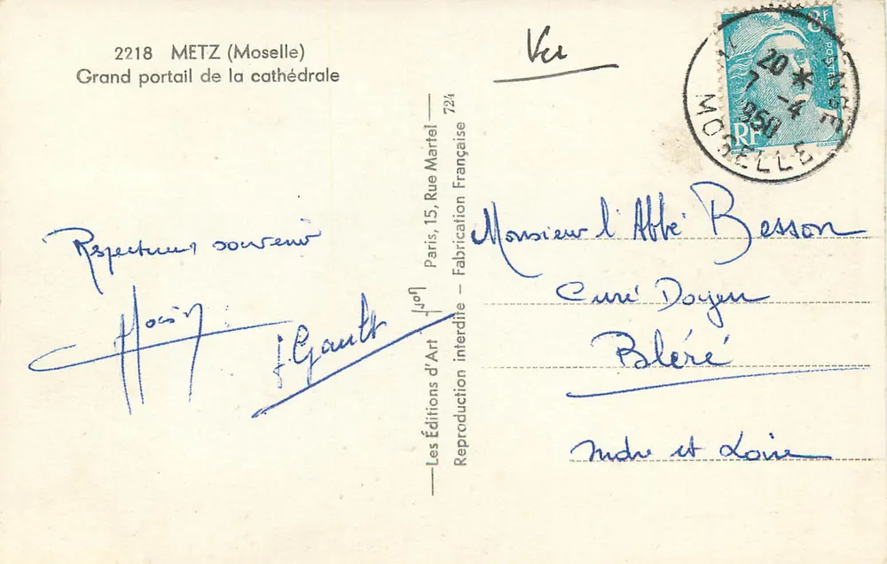 Metz (Moselle) — Grand portail de la cathédrale — Les Éditions d'Art, Paris - Verso
