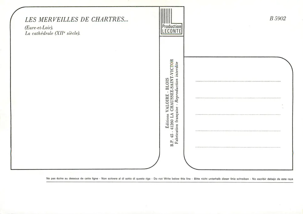 Chartres — Kathedrale — Éditions Valoire - Rückseite