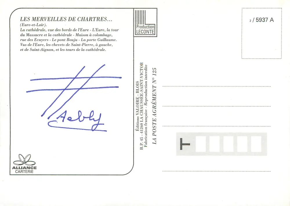 O Velho Chartres — Editora: Edições Valoire-Blois, N° de série 2/5937 A - Verso