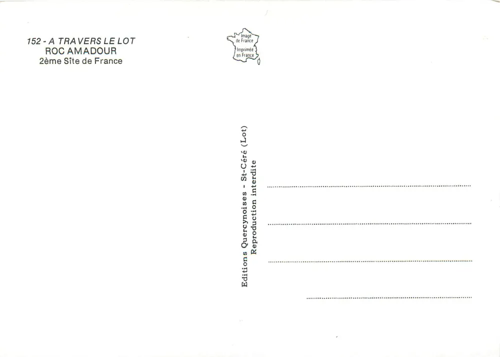 Roc Amadour — Panoramablick im Herbst — Éditions Quercynoises (Lot) - Rückseite
