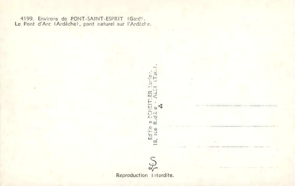 Pont d'Arc — Ardèche — Editor Schéitler, Tarn - Verso