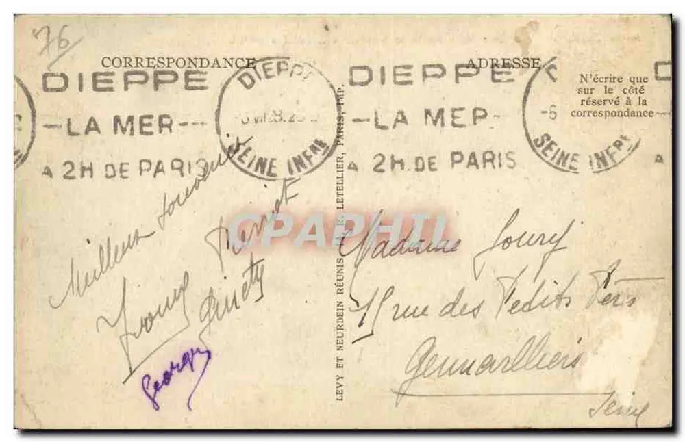 Dieppe — Die Hafenanlage und der Dampfer « Arundel » — LL - Rückseite