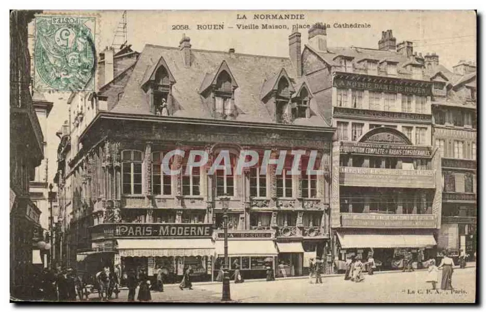 Rouen — Vieille Maison, place de la Cathédrale — La C. P. A., Paris, n° 2058 - Recto