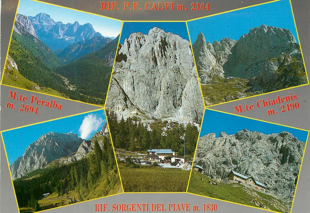 Refúgios e picos das Dolomitas — Sappada — Editor Danieli - Frente