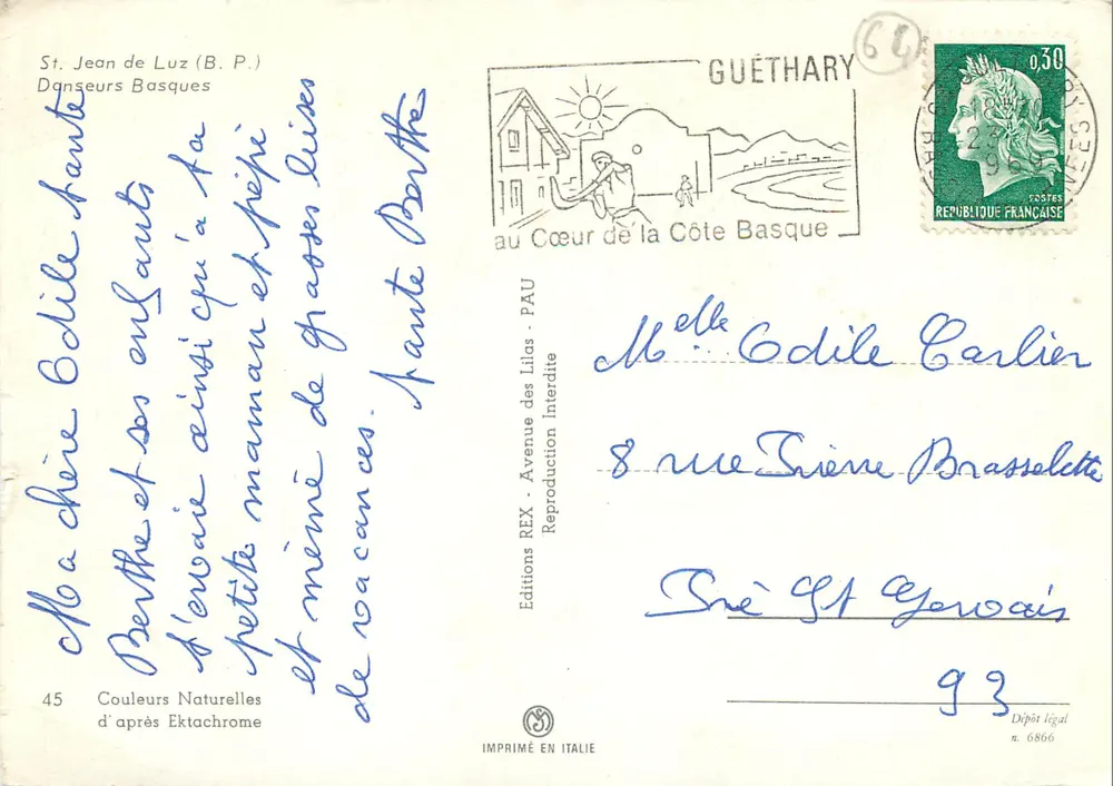 Dançarinos Bascos — St. Jean de Luz — Edições REX - Verso