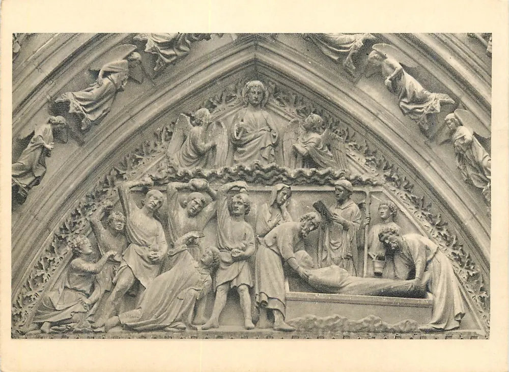 Portal Saint-Etienne — Detail des Tympanons: Märtyrertod des heiligen Stephan — Editions Notre-Dame de Paris - Vorderseite