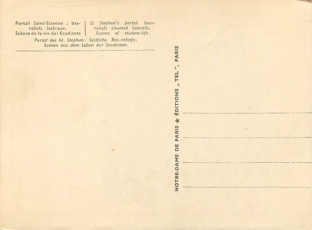 Portal Saint-Etienne — Szenen aus dem Studentenleben — Éditions Notre-Dame de Paris - Rückseite