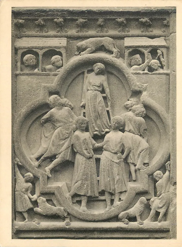 Portale Sainte-Étienne — seitlicher Basrelief, der das Leben der Studenten darstellt — Éditions Notre-Dame de Paris - Vorderseite