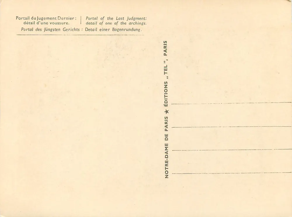 Portail du Jugement Dernier — détail d'une voussure — Éditions Notre-Dame de Paris, Paris - Verso