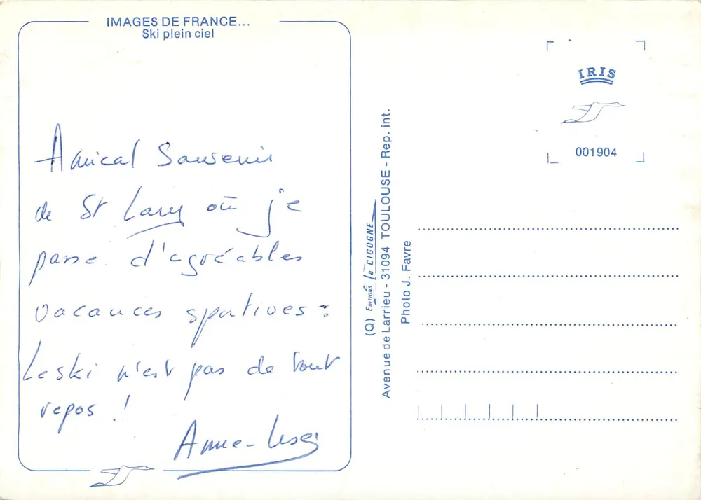 Ski plein ciel — Images de France — éditeur IRIS, Toulouse - Verso