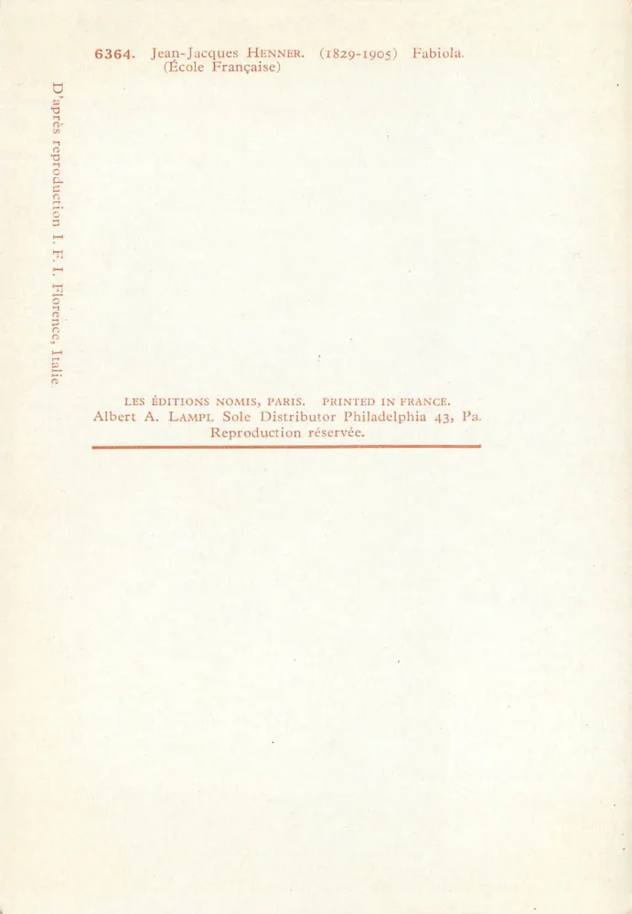 Fabiola — Jean-Jacques Henner (1829-1905) — Editions Nomis, Paris - Rückseite