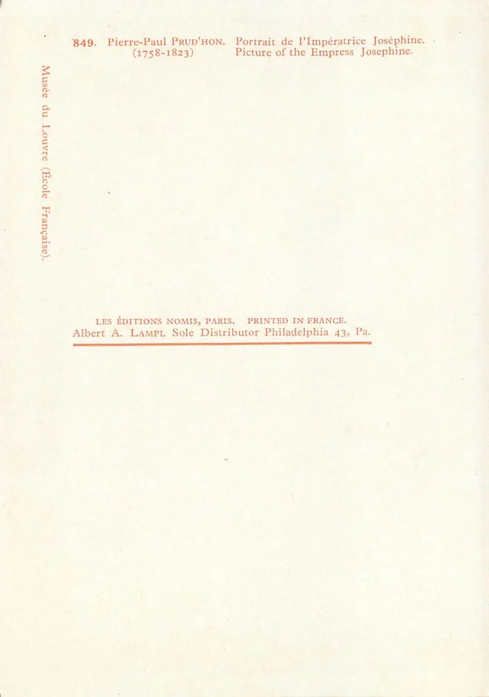 Porträt der Kaiserin Joséphine — von Pierre-Paul Prud'hon — Éditions Nomis, Paris - Rückseite