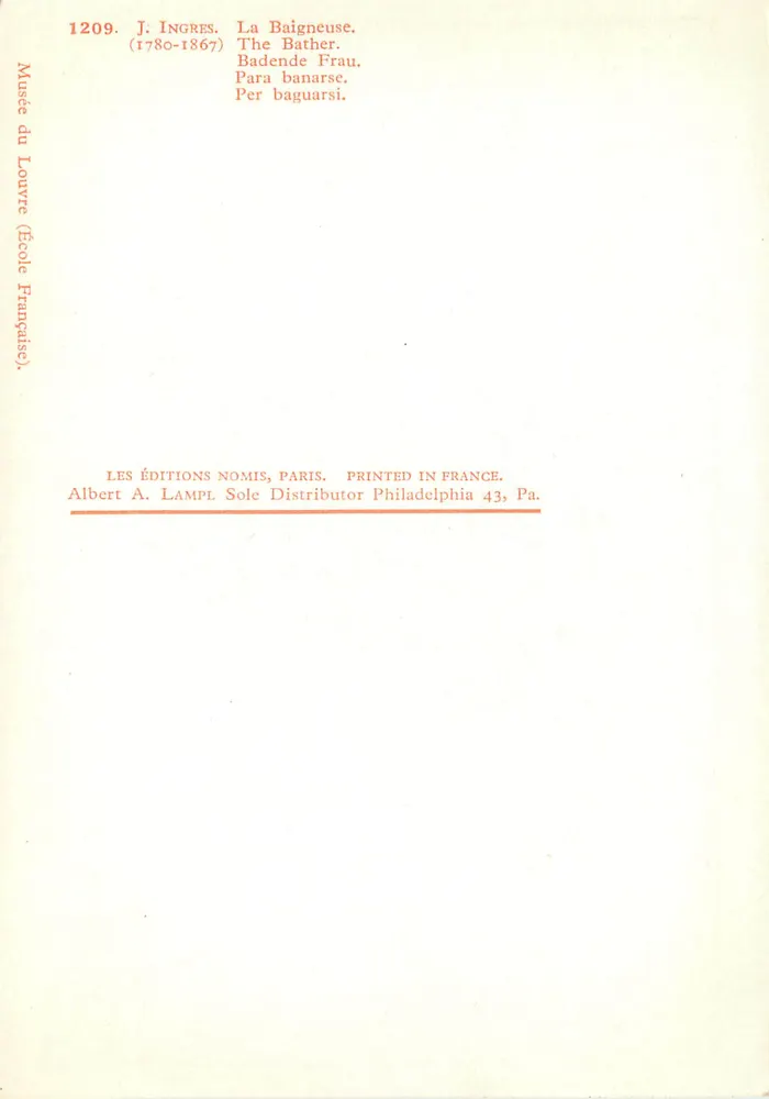 A Banhista — J. Ingres (1780-1867) — Éditions Nomis, Paris - Verso